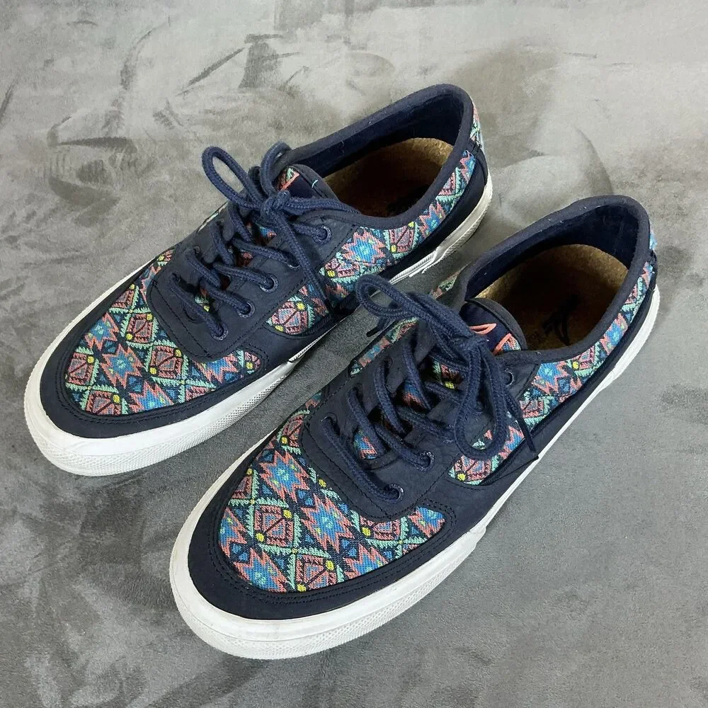 Mens Sperry Top Sider Soletide Oaxacan Print Sneakers 10.5 Eur 44 Navy Multi
